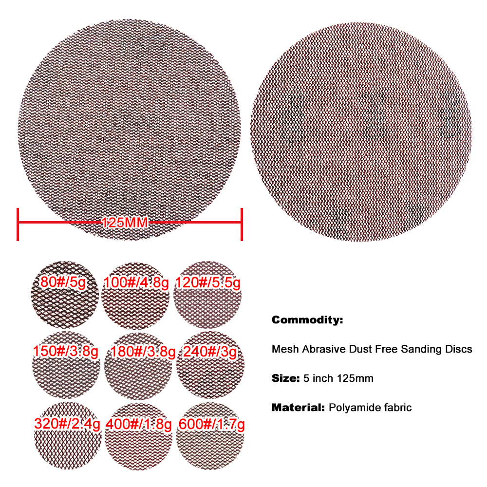 5-inch velour-backed round dustless dry sanding grid sander - Image 3